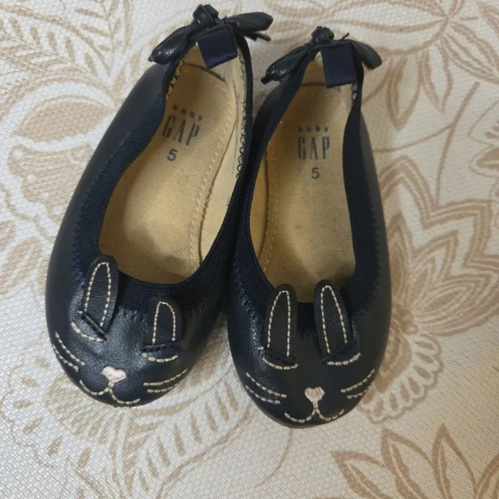 BABY GAP BUNNY BALLERINA FLATS sz 5 PRELOVED CUTESY WHIMSY EASTER BUNNY RABBIT